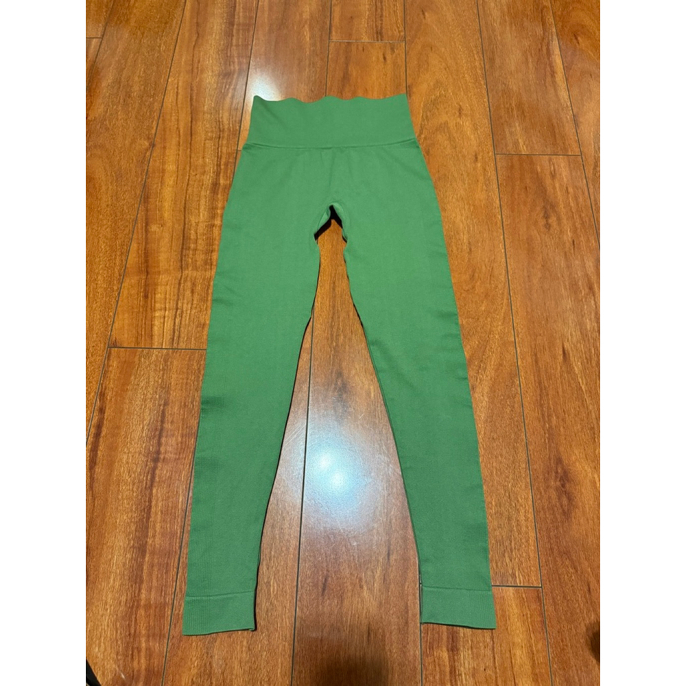 Women's SET ACTIVE Green Ribbed Leggings S
